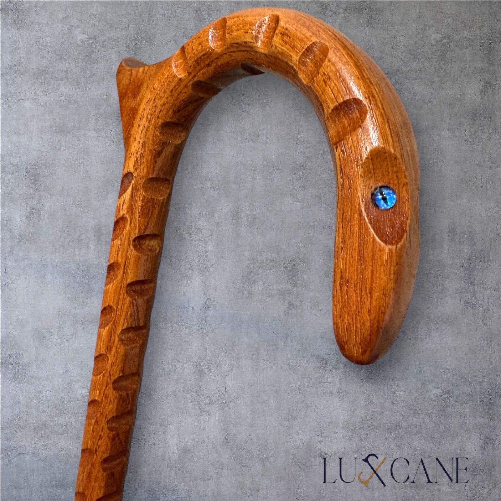 Walking Cane Palm Rest Defense Shark Teeth Eyes Hickory Masters Self LuxCane A4