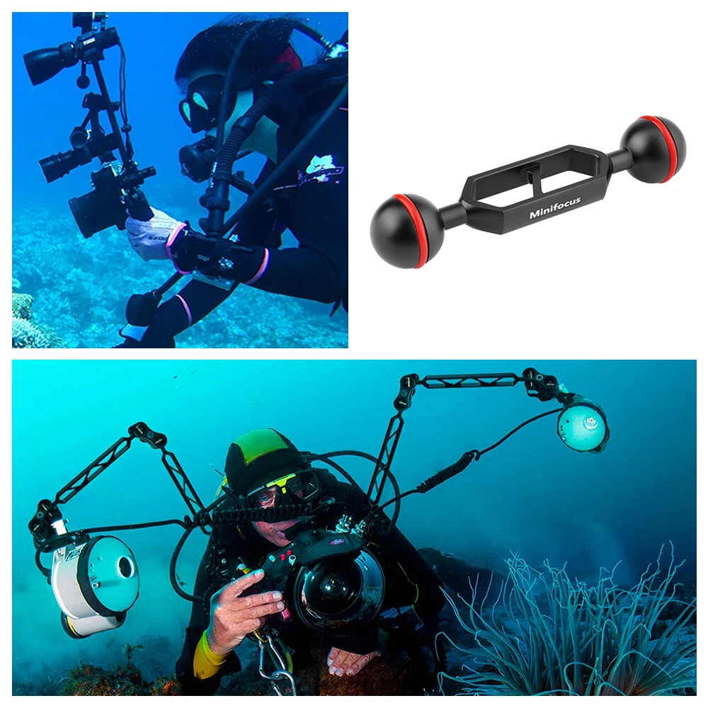Diving Light Double Arm System Connector Dual 1 inch Ball Head for Camera Video