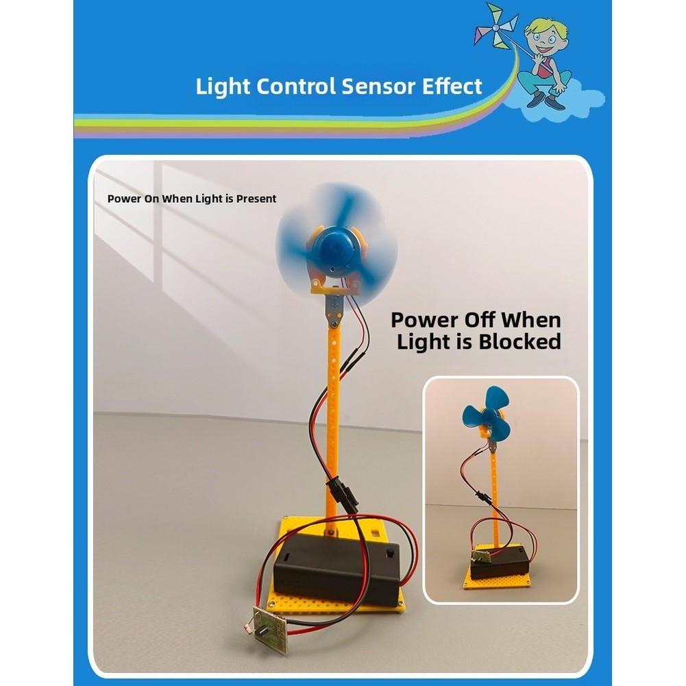 Physics Learning Kit Solar Powered Light Controlled Fan Model ABS Blue