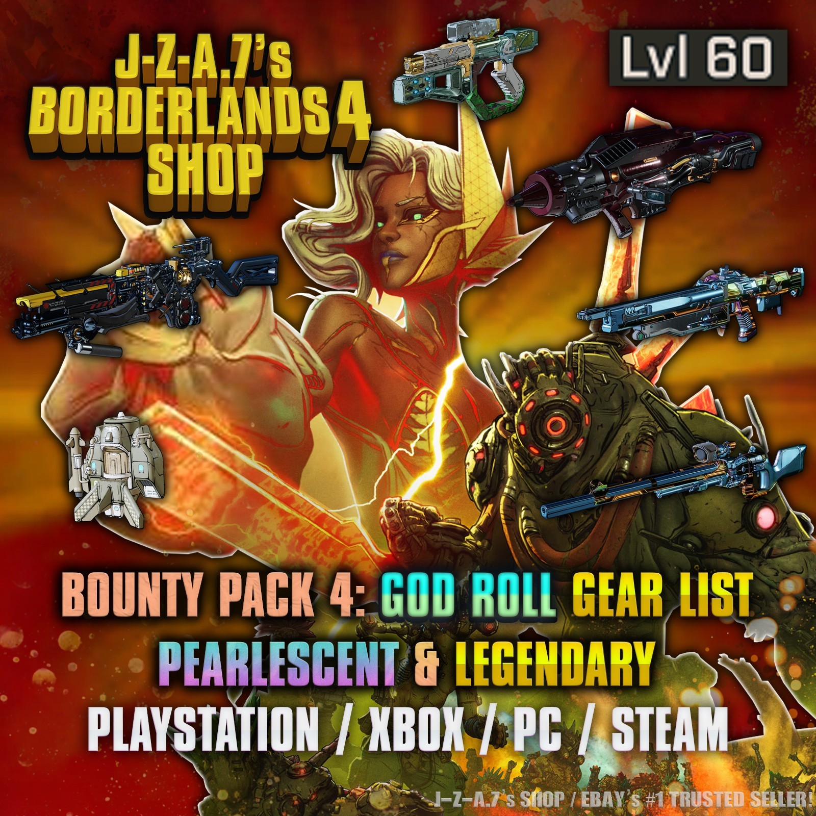 Borderlands 4✨GOD ROLL PEARLESCENT BP4 LEVEL 60 DLC GEAR C4SH BL4✅PC-PS-XBOX✨