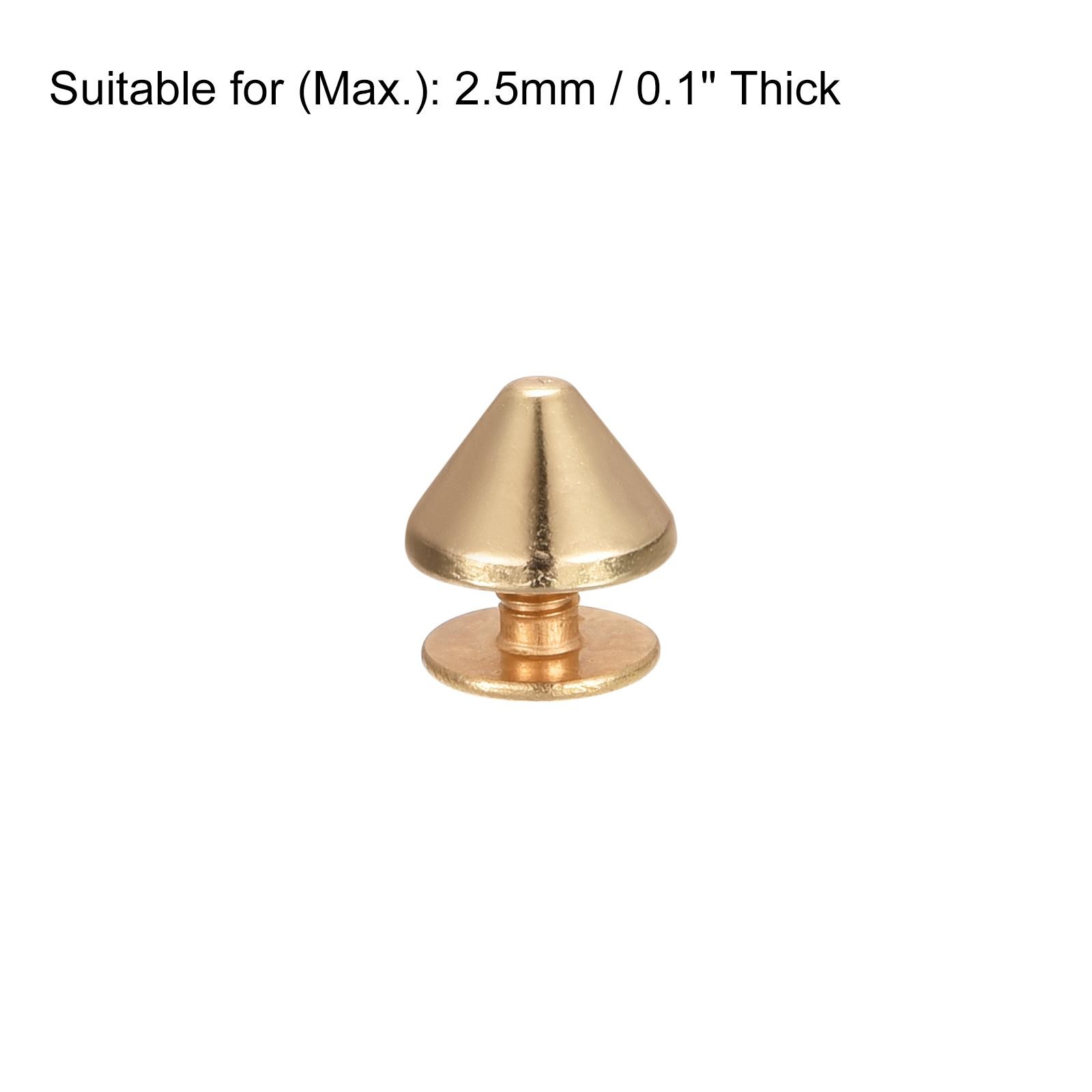 9x6mm Screw Back Rivets, 50 Sets Solid Leather Studs for DIY Gold Tone