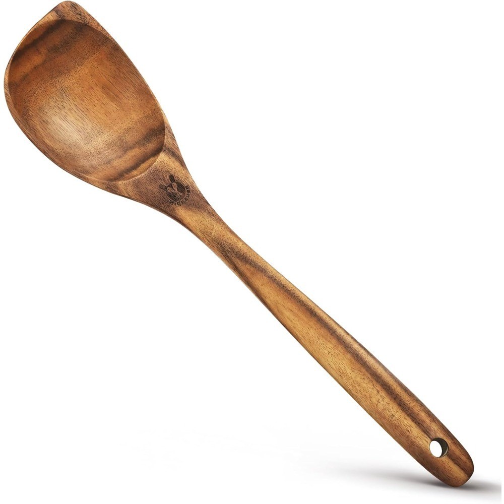 Large Wooden Cooking Spoons Set of 3 Natural Wood Utensils for Mixing Spreading