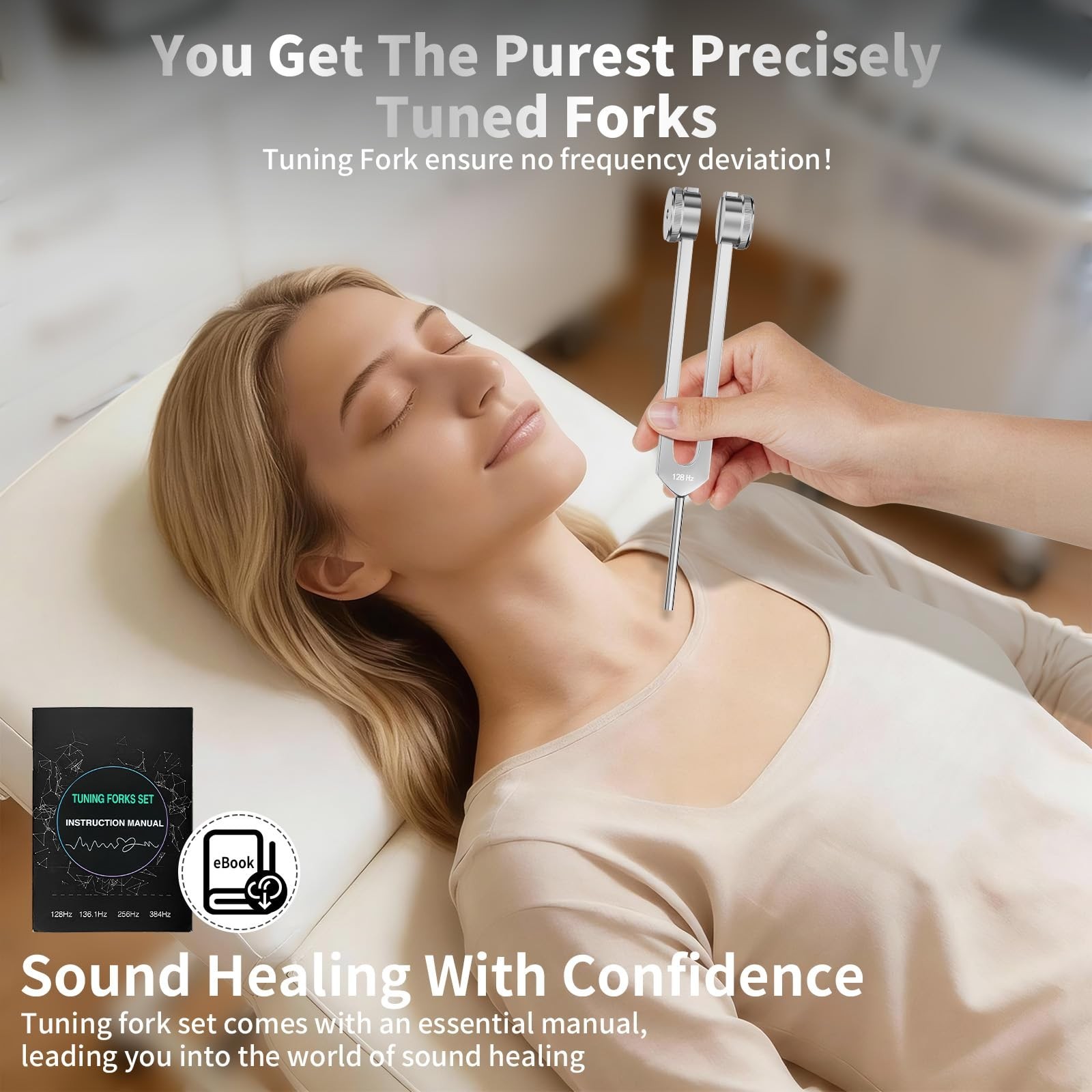 Tuning Forks for Healing Set - 128Hz, 136.1Hz, 256Hz, 384Hz, Weighted & Unwei...