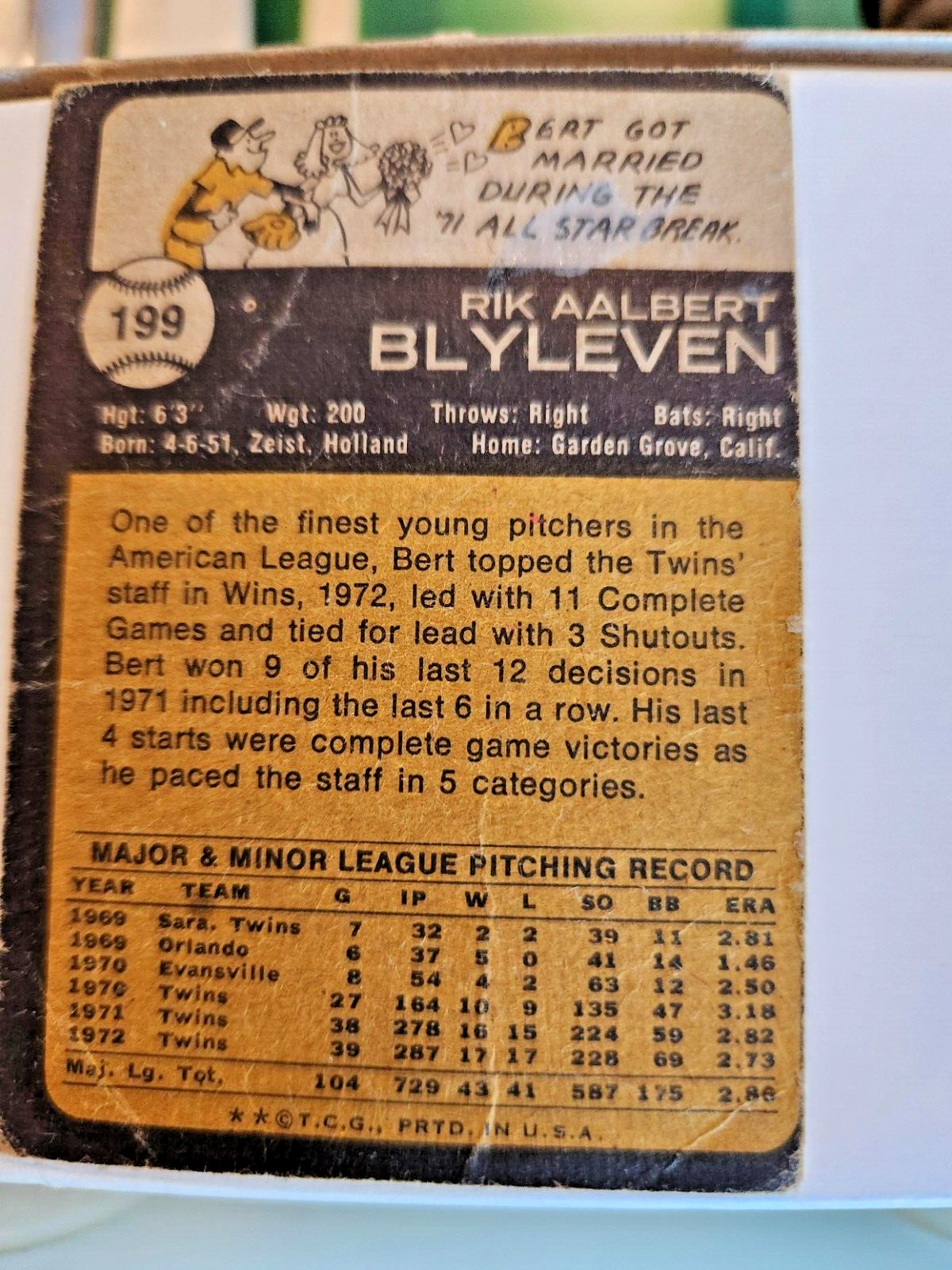 1973 #199 Bert Blyleven