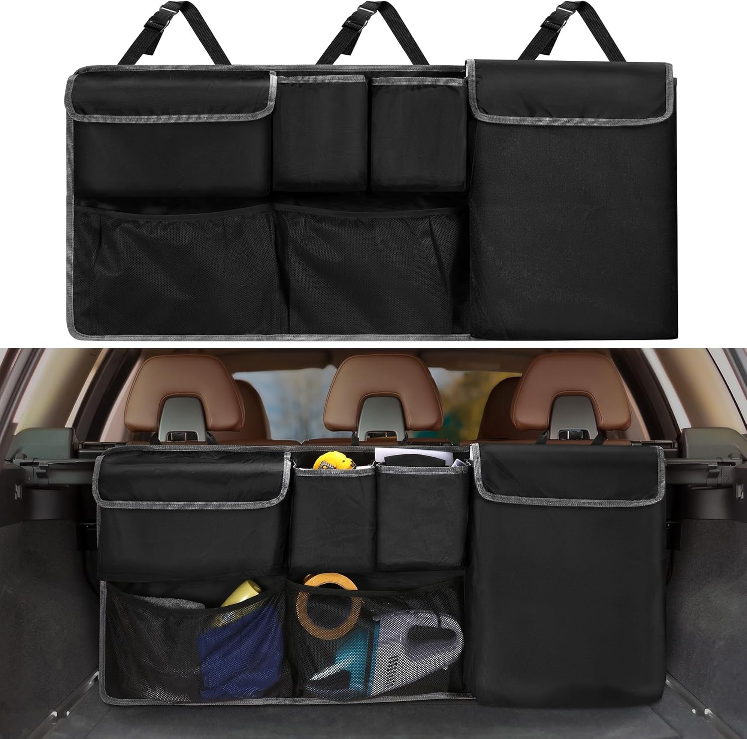 XHRING Car Trunk Organizer Storage Backseat Hanging Bag for Black