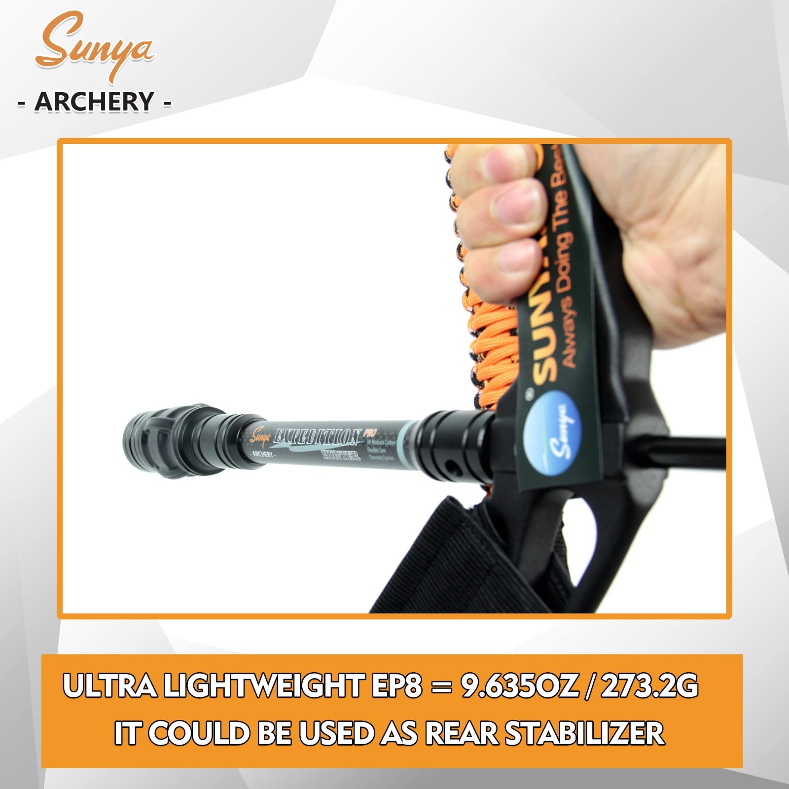 Archery Bow Stabilizer for Compound Bows, Carbon Fiber, Damping System, 8"-15