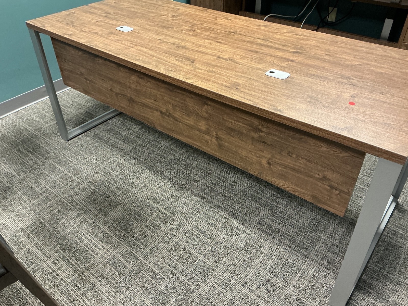 6'W x 30"D x 29"H straight desk by Knoll in Modern Walnut Finish