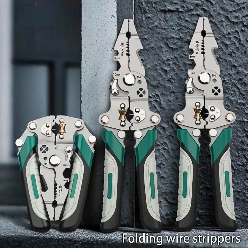 18-in-1 Foldable Wire Stripper Crimping Pliers Multi Function Electrician Tool