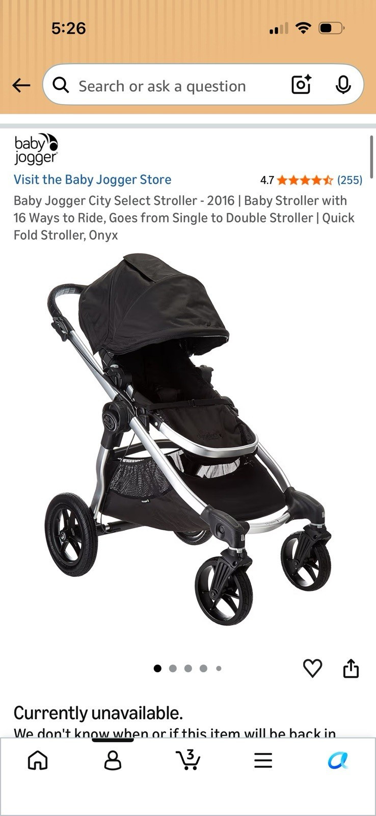Baby Jogger City Select Stroller Black Onyx silver