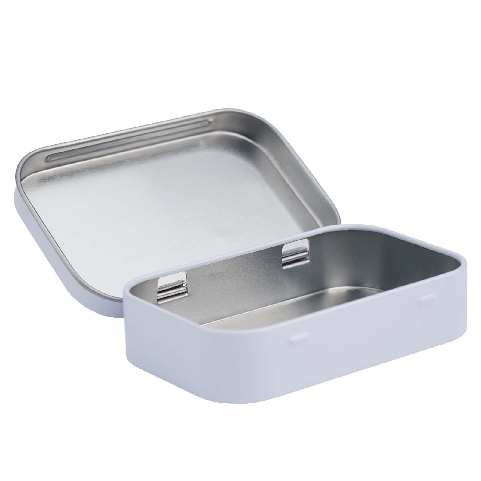 Metal Rectangular Mini Empty Tin Box Tinplate Bin Jar Flip Hinged Container