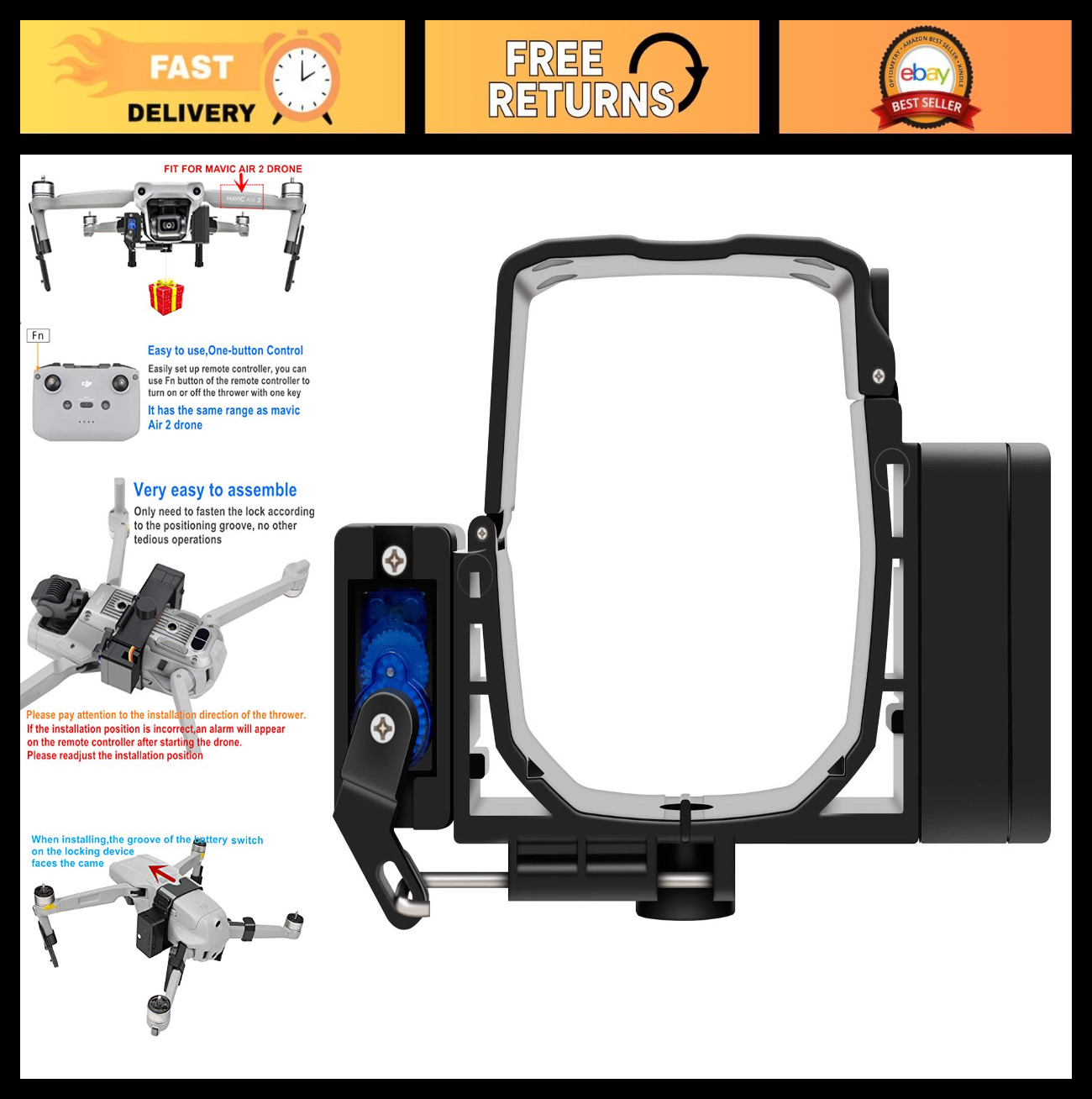 Payload Airdrop Release Device for DJI Air 2S & Mavic Air 2 - Drone Clip Deliver