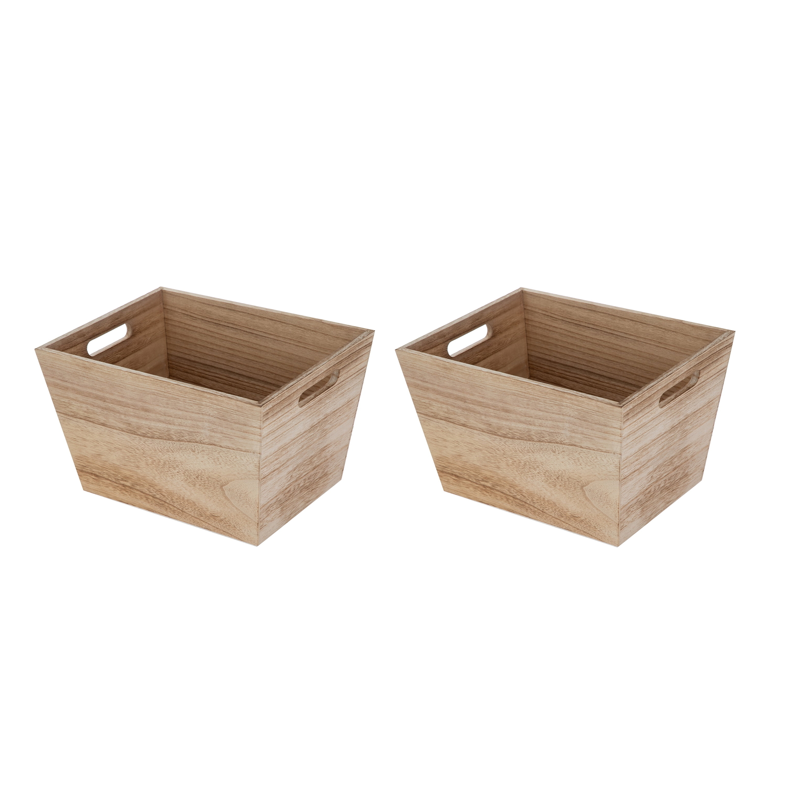 Medium Natural Wood Storage Bin, 2 Pack