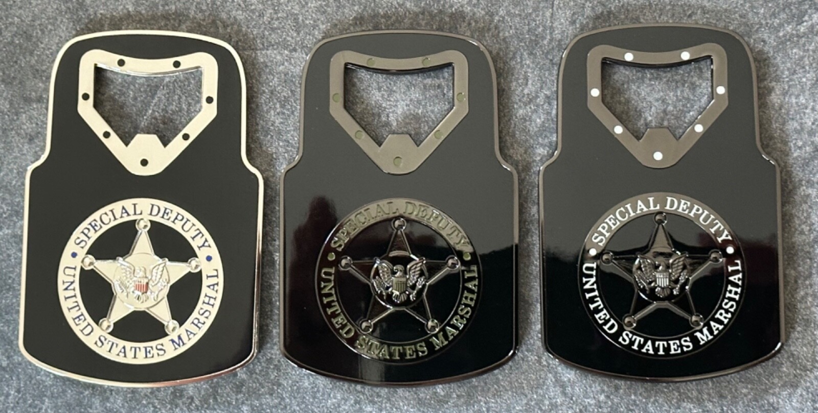 US Marshals Service - Special Deputy “set of 3” SHLD style challenge coin opener