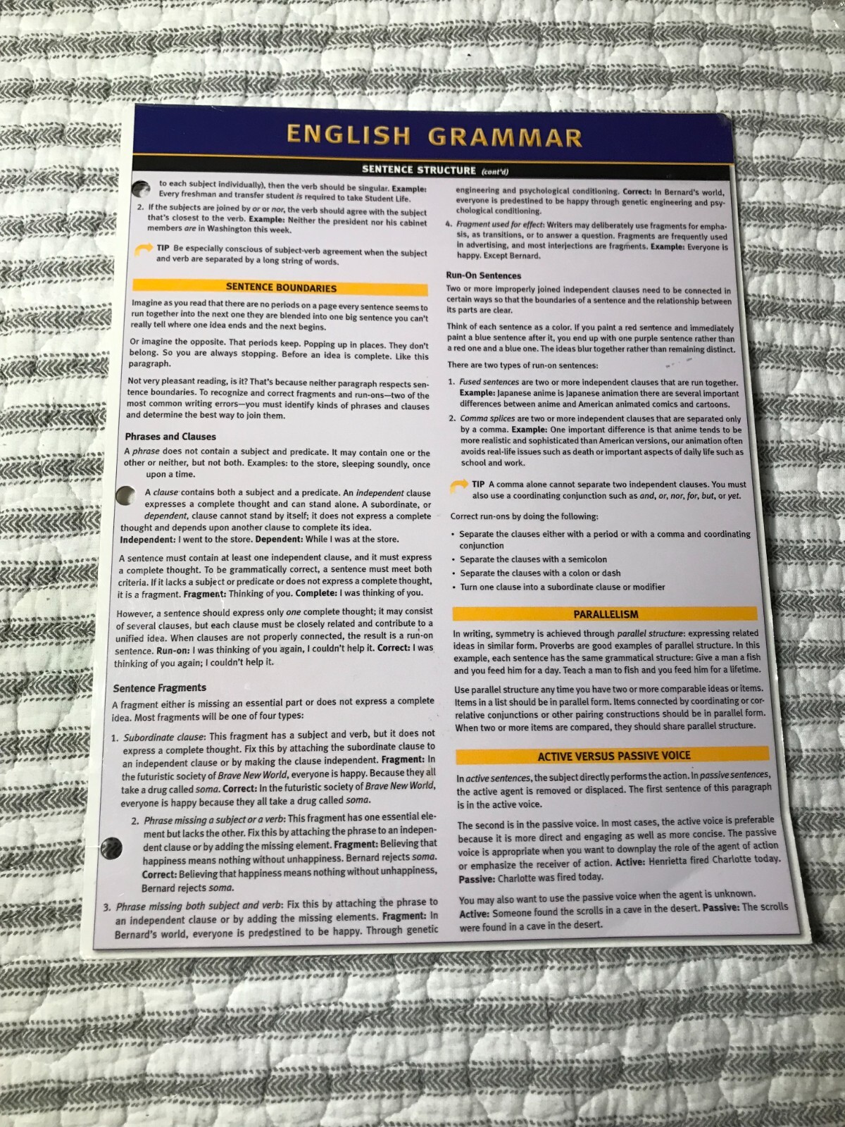 QUICK STUDY ACADEMIC ~LAMINATED ACADEMIC OUTLINES ~ CHOOSE 1 or ALL ~ 1+ SHIP