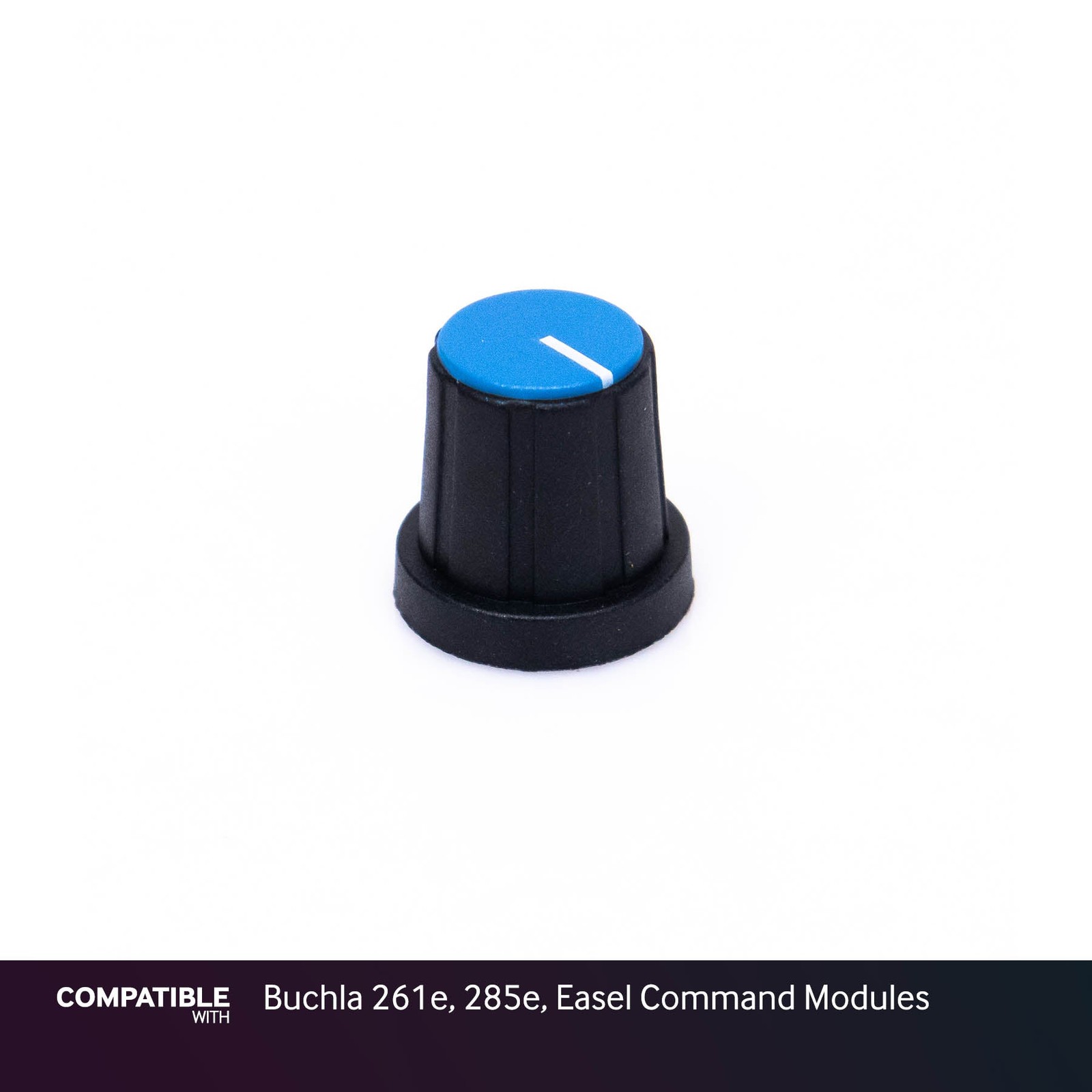 15mm Black Knob with Blue Cap for Buchla 261e, 285e, Easel Command Modules