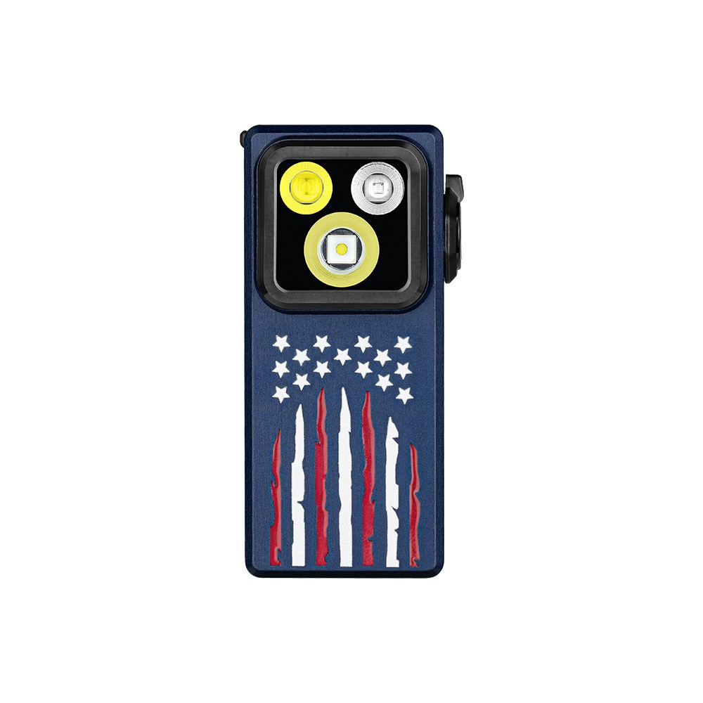 Olight Oclip Ultra Stars & Stripes Clip-On Light, Flood, Spot, & UV Modes, 530L
