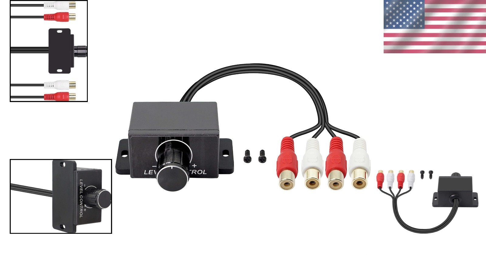 Universal RCA Level Controller - Car Audio Adjuster with Bass Boost Control Knob