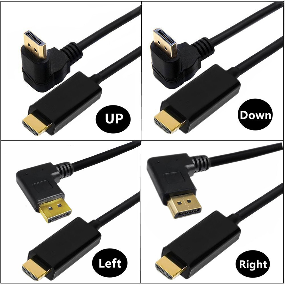 5.9ft Angle DP Display Port Male to HDMI Male Cable 1080P Displayport Cord Plug