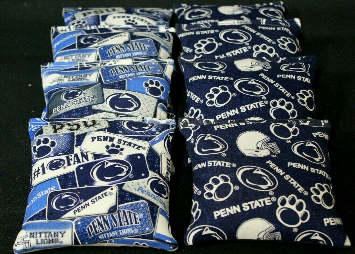 PENN STATE LIONS 8 ACA CORNHOLE BEAN BAGS Blue & White Tailgate Game Regulation