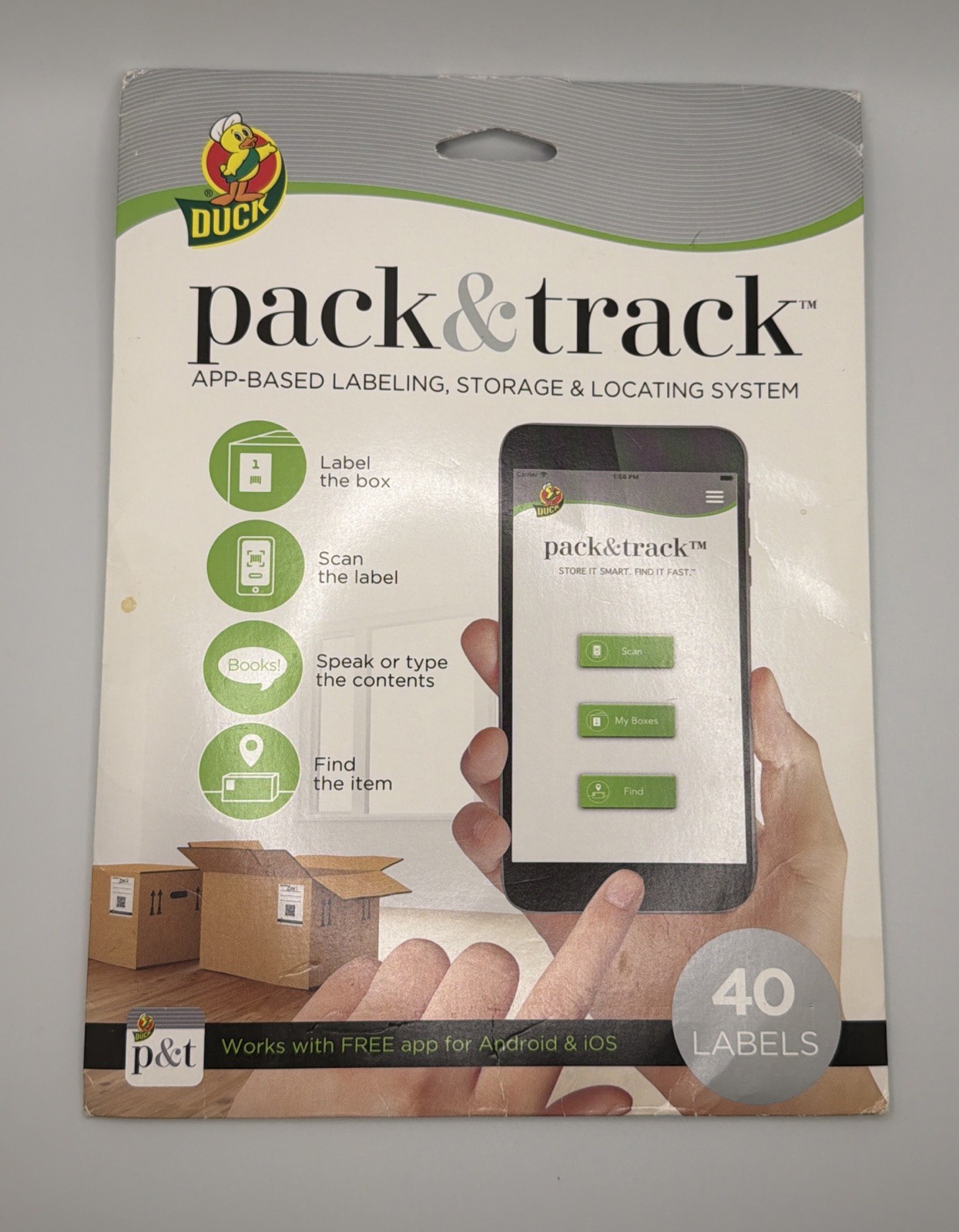 Duck Pack and Track Scannable Storage &Locating System 40 Label - White