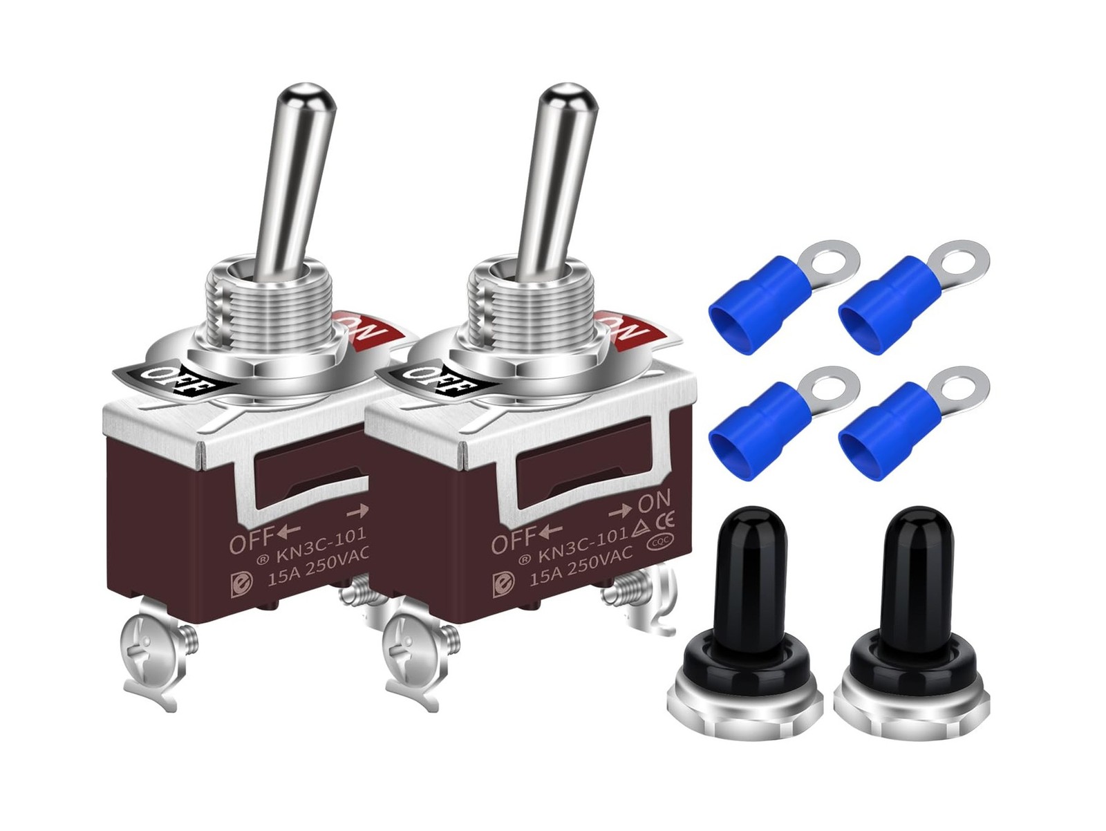 DaierTek Waterproof Toggle Switch 12V DC 30A Heavy Duty 2 Pin ON Off SPST wit...