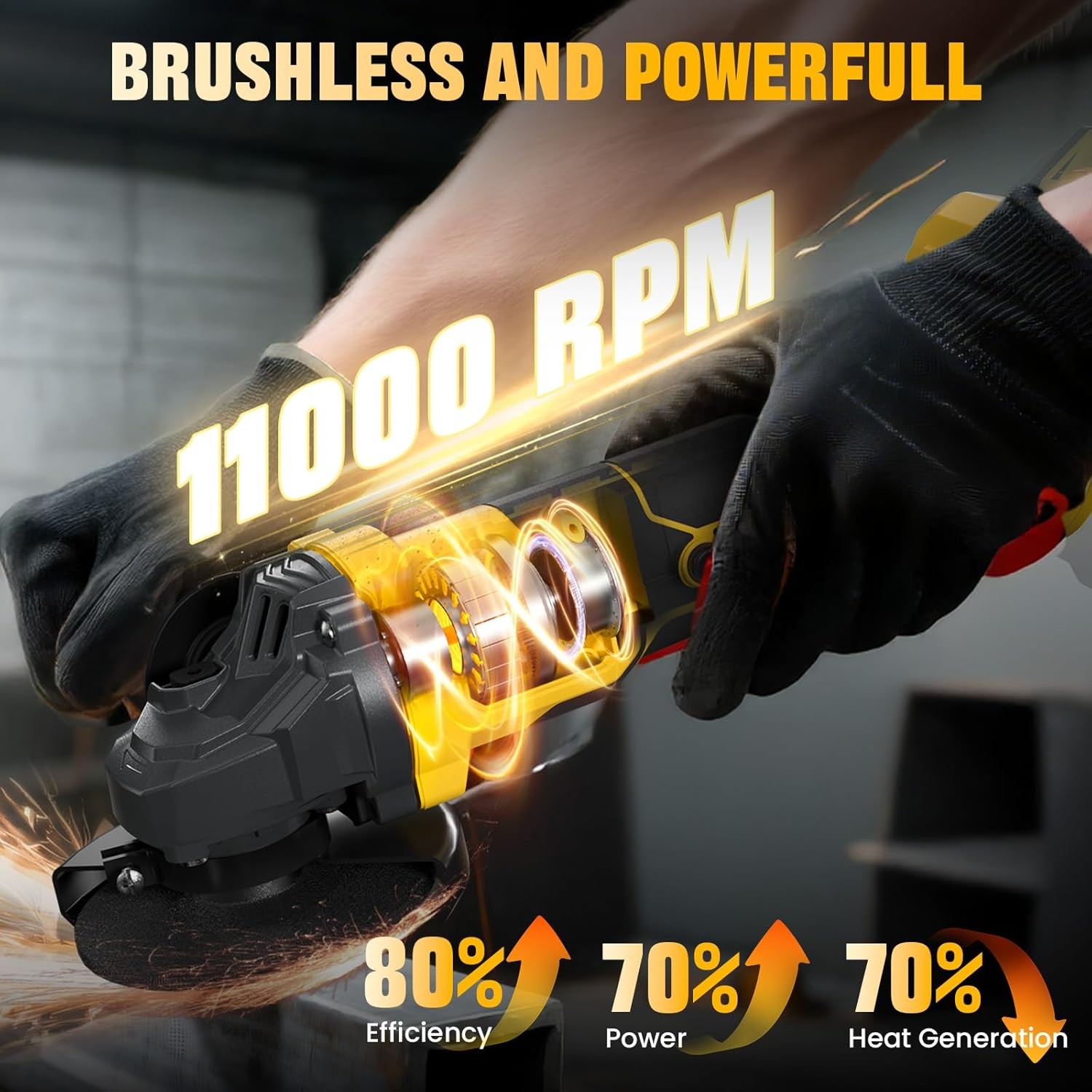 Cordless Angle Grinder 4-1/2 Inch Power Grinder Tool Compatible with Dewalt 20V