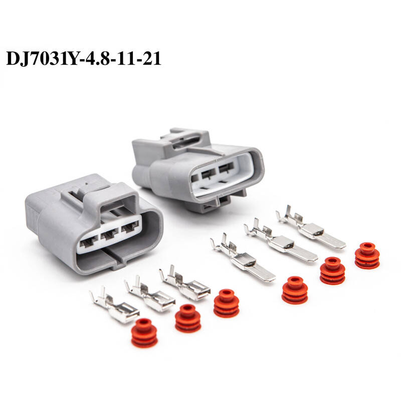 Quality DJ7031Y-4.8 3 Pin 4.8mm Car Female Male Electric Fan Plug Auto Connector