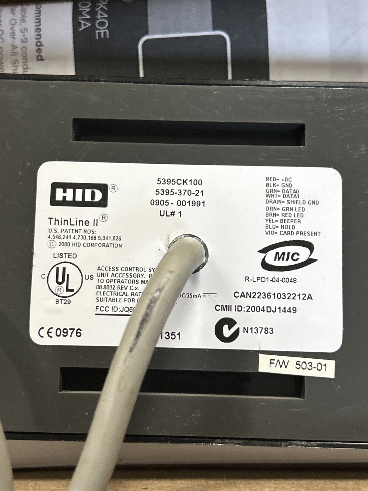 Used HID 5395CK100 Prox ThinLine II Wall CARD READER