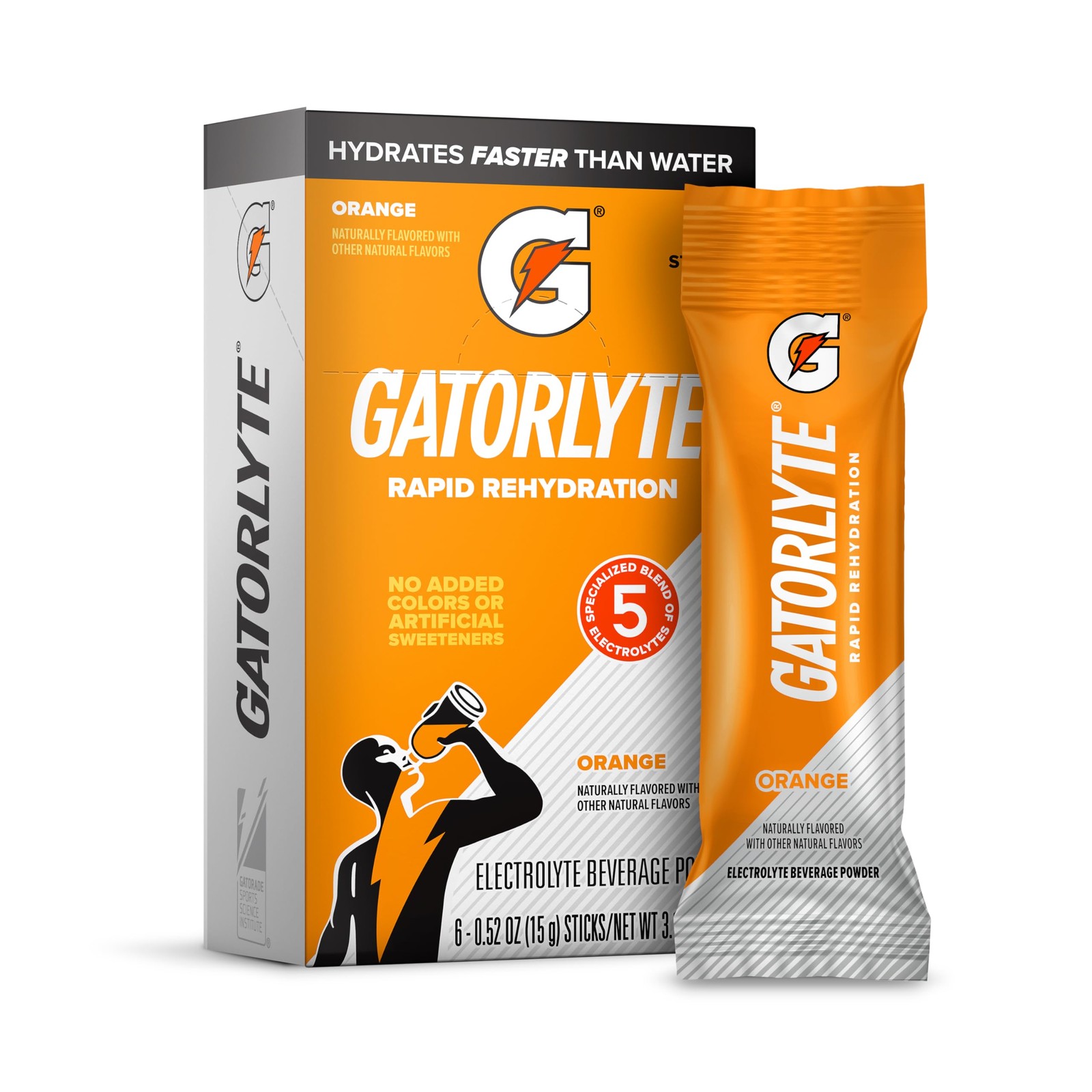 Gatorlyte Powder Orange, 16.9oz (Pack of 6) 0.53 Ounce