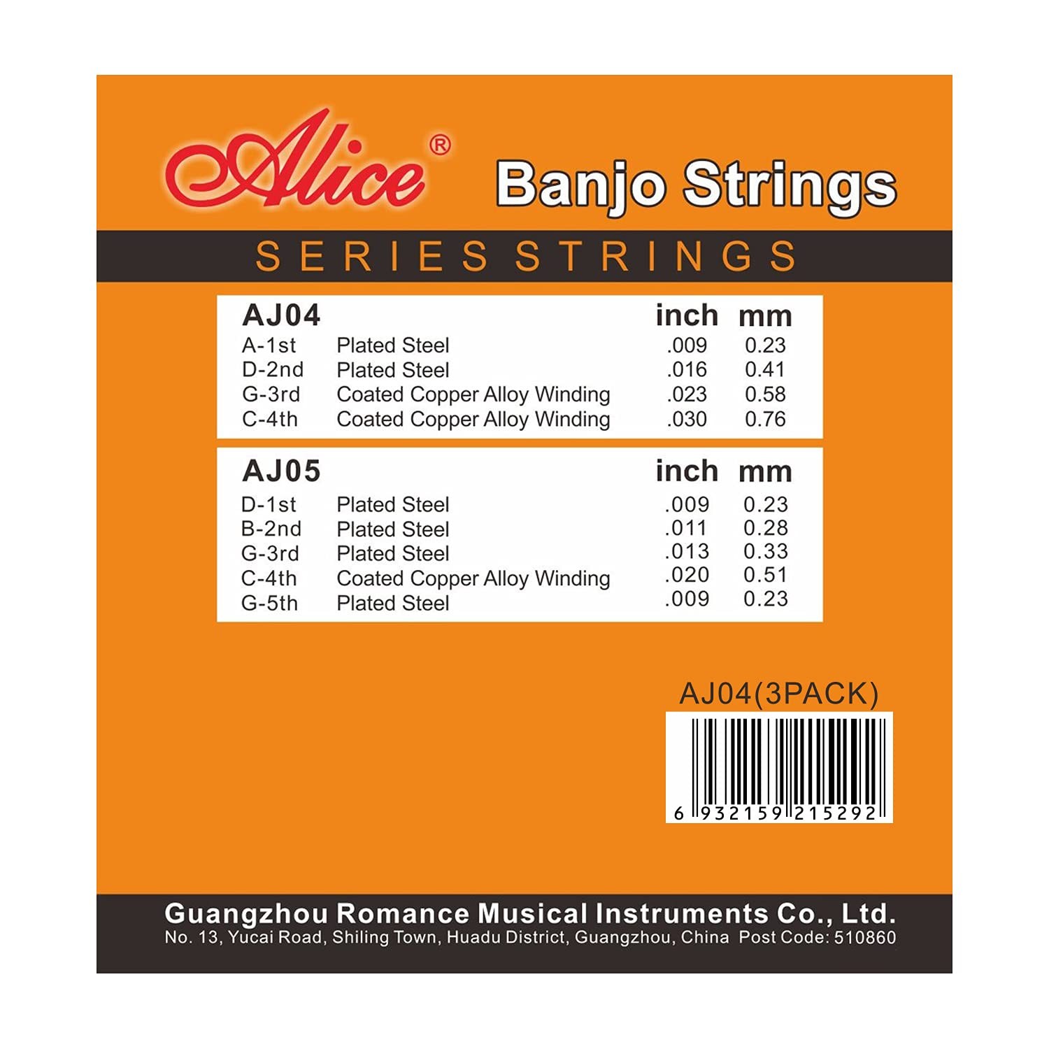 Banjo Strings 4 String, Alice 3 Sets String 09-30 AJ04(3PACK), Silver