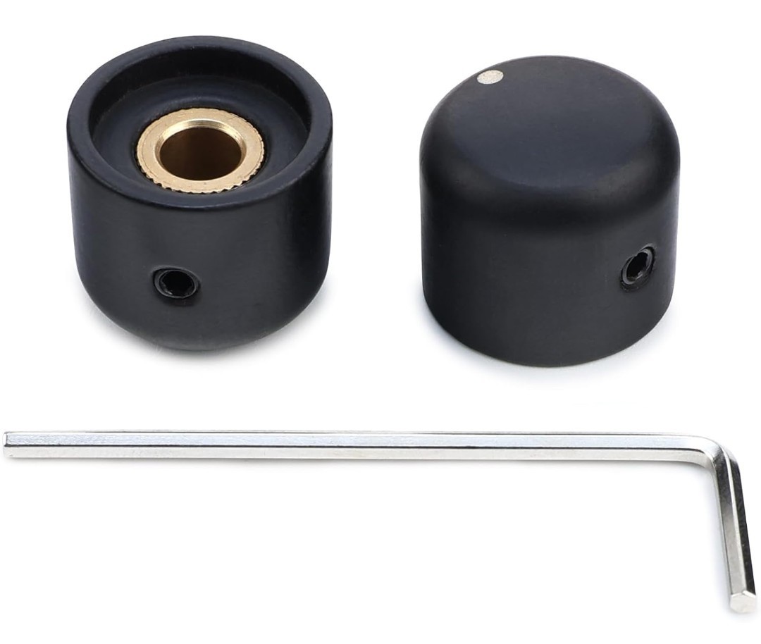 2Pcs Ebony Electric Guitar Volume Tone Knobs with 6mm（15/64"） Brass Hole Wood...