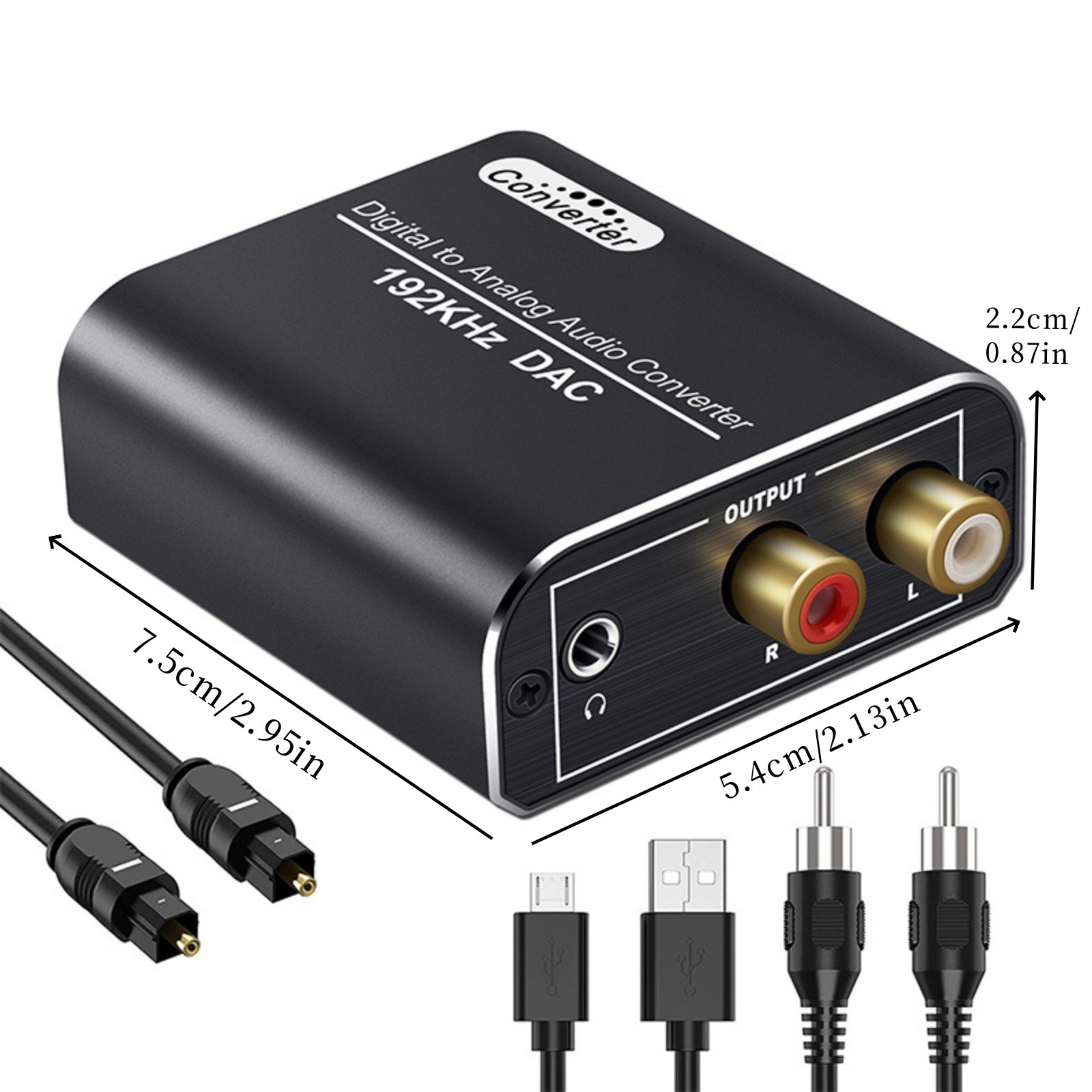 Portable Digital Audio Converter SPDIF Optical to Analog RCA Housing Plug & Play
