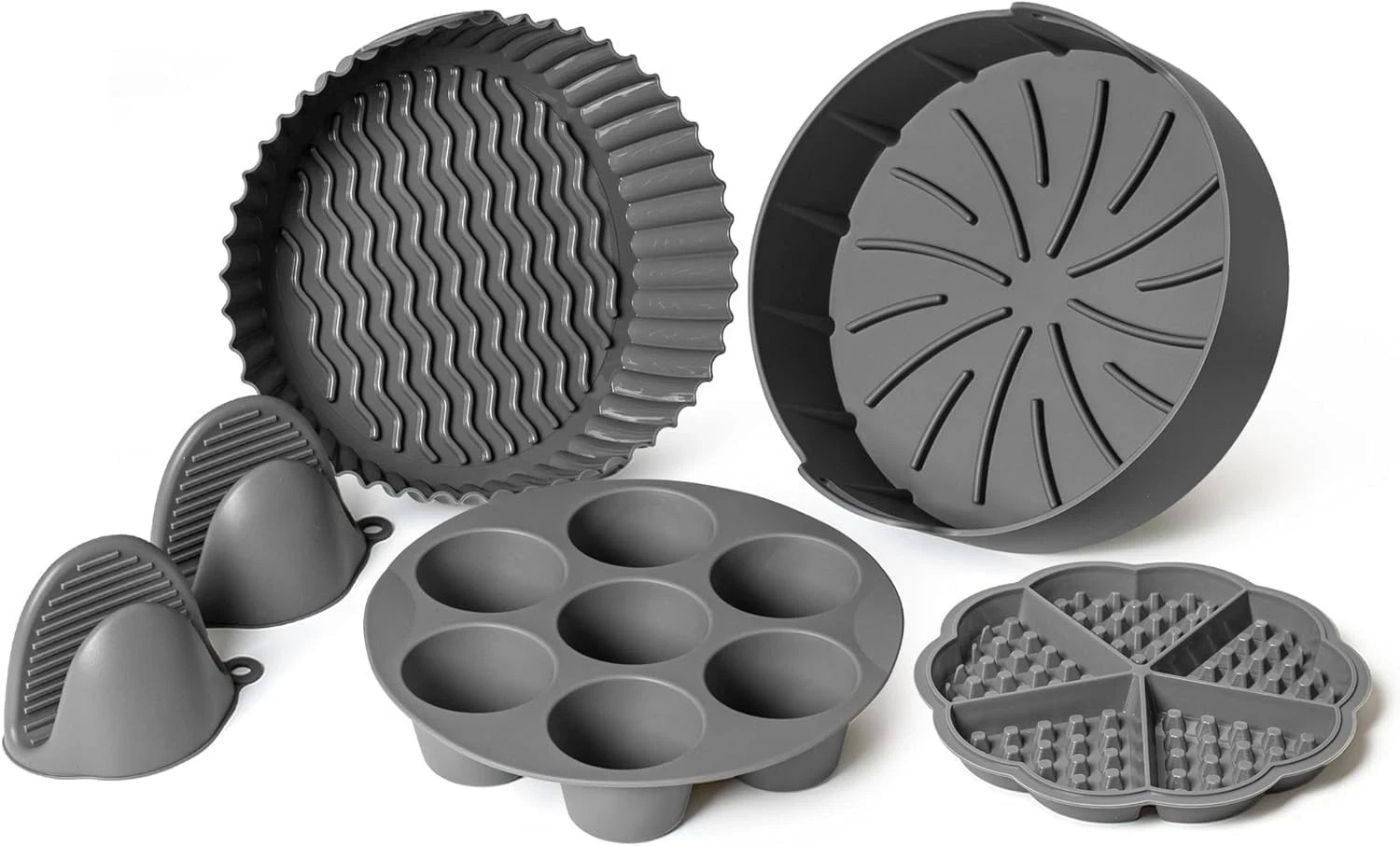 Em Set Of 5 Silicone Air Fryer Liners Egg Bite - 7.5 Round Reusable