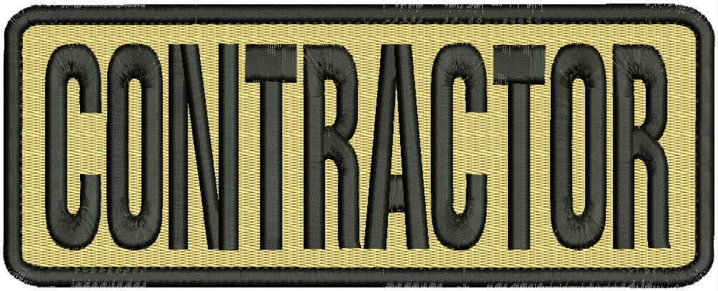 Contractor embroidery patch 3x8 inches hook tan/ black