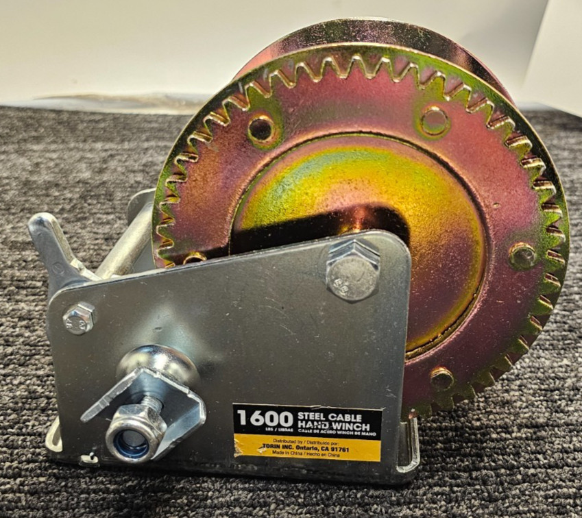 Torin 1600lbs Capacity Heavy Duty Steel Cable Manual Hand Crank Winch