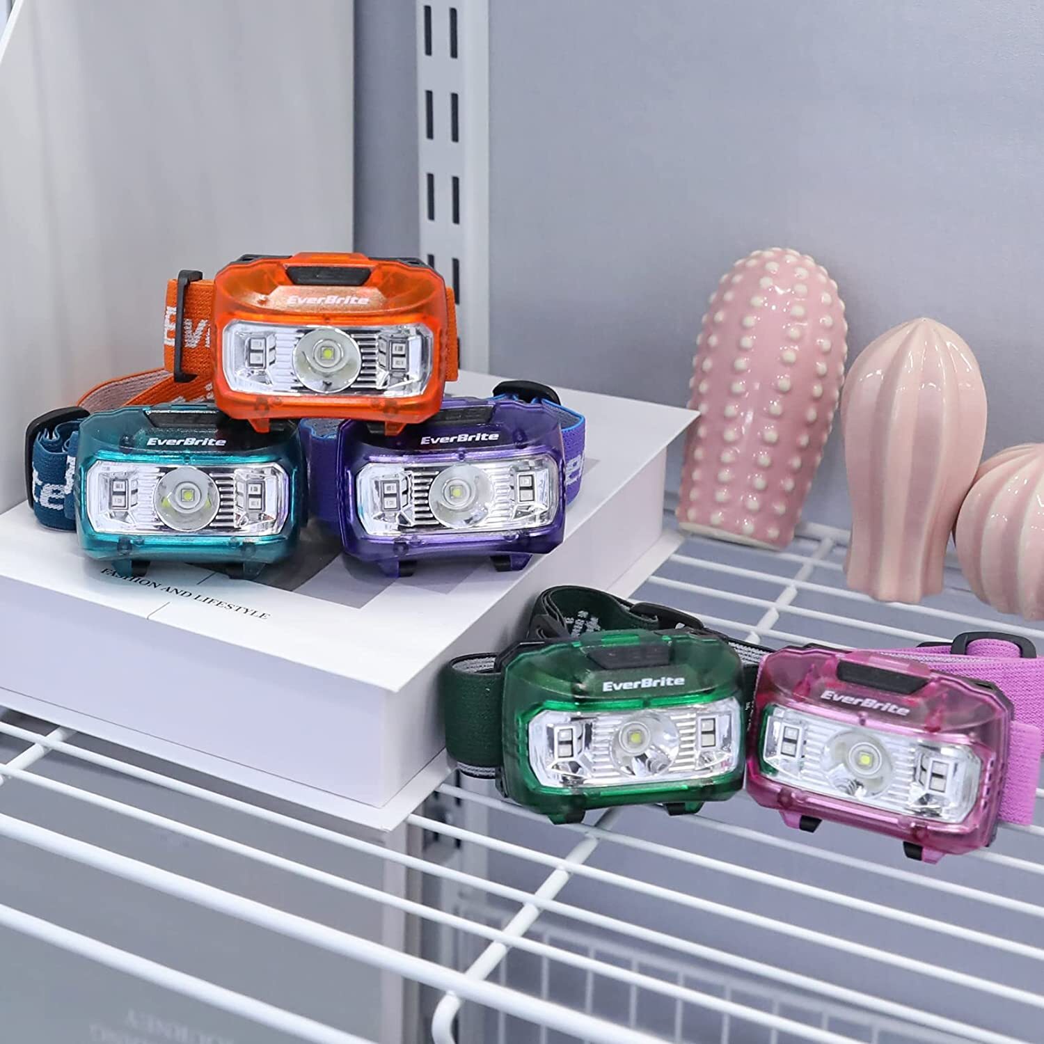EverBrite Headlamp 5Pack w/Red Light&Memory Function 5 Modes Batteries Included