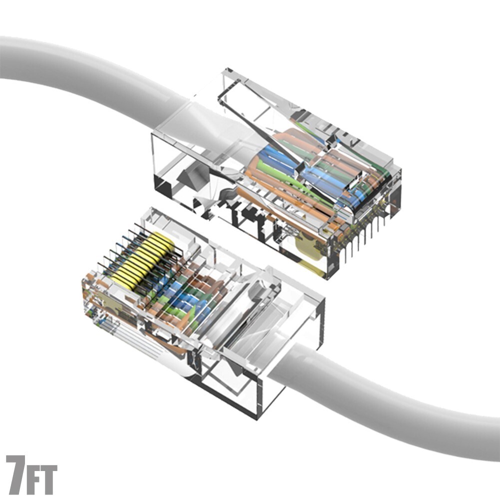 7FT Cat5e RJ45 Ethernet LAN Network UTP Non-Booted Patch Cable Copper Wire White
