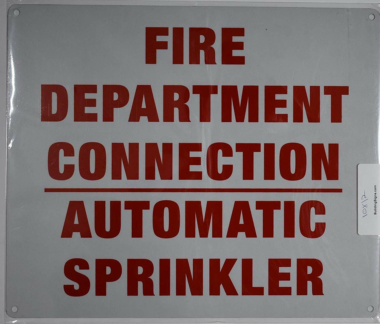 FIRE DEPT Connection - AUTO Sprinkler Sign(White,  10x12)-REF24-1027