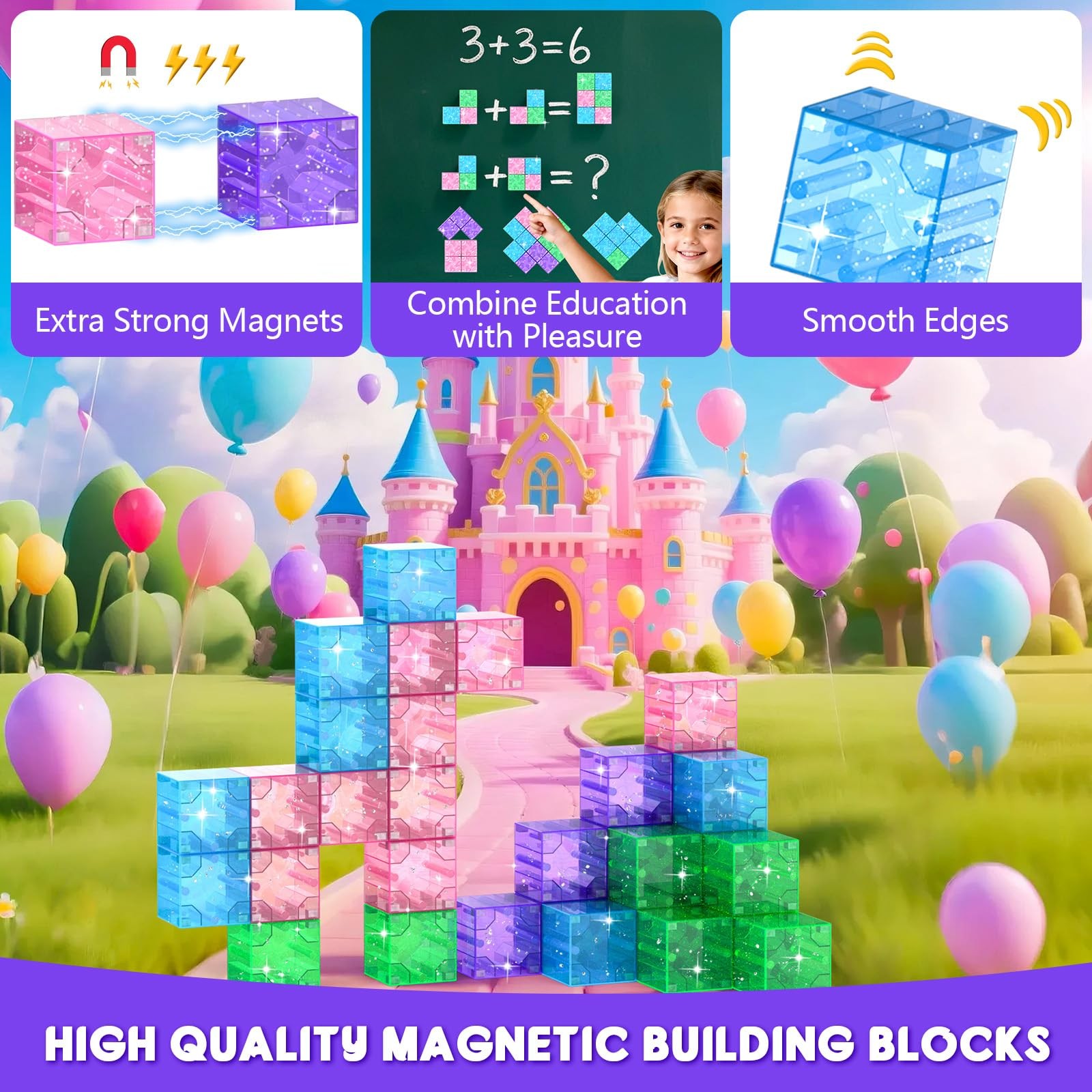 CZCUUDZ Magnetic Blocks Travel, 35PCS Mini Magnetic Blocks for Toddlers, STEM Bu