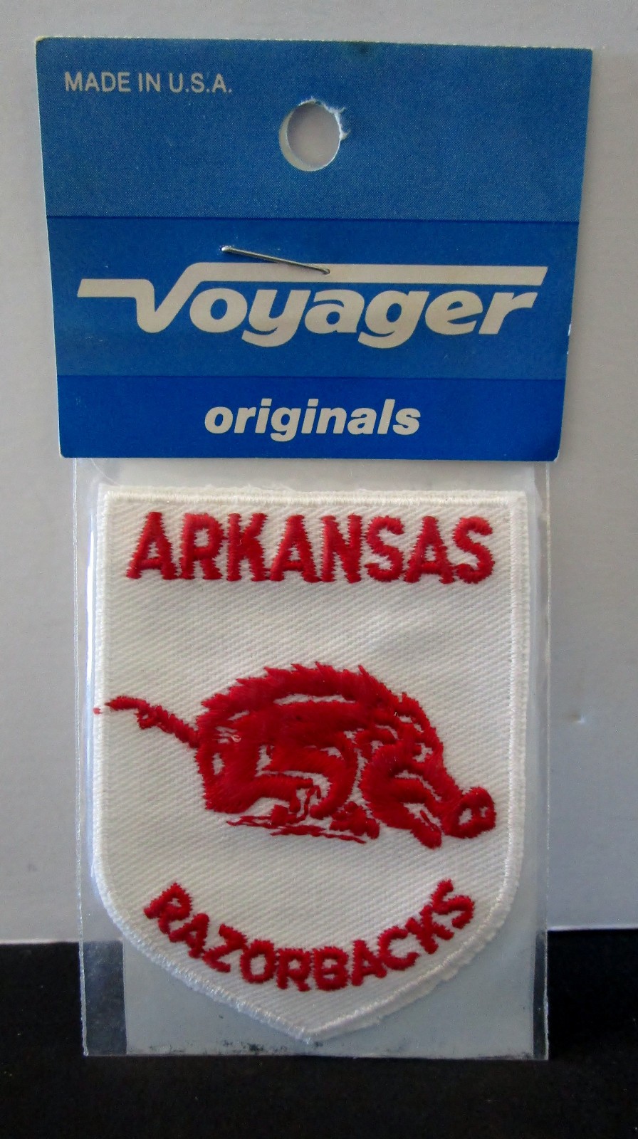 Vintage Voyager Travel Patch Arkansas Razorbacks In Original Package
