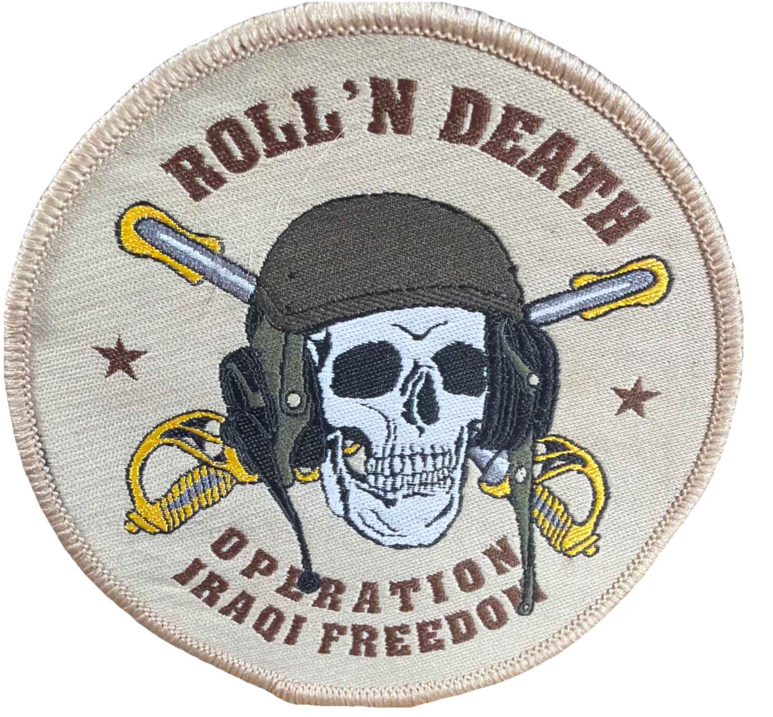 Operation Iraqi Freedom Roll ‘N Death Skull Patch Crossed Swords Veteran Sew On