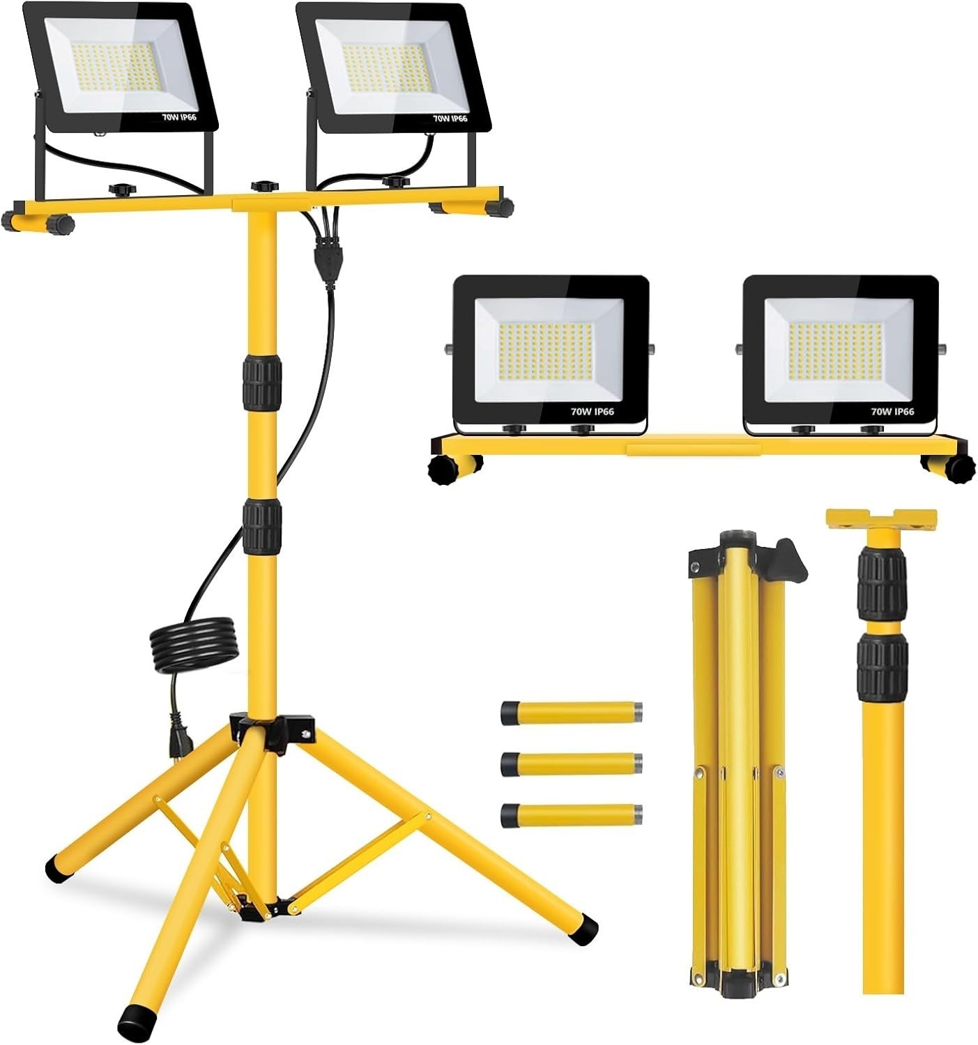 Work Light with Stand, Lumen Dual-Head LED Work Light...