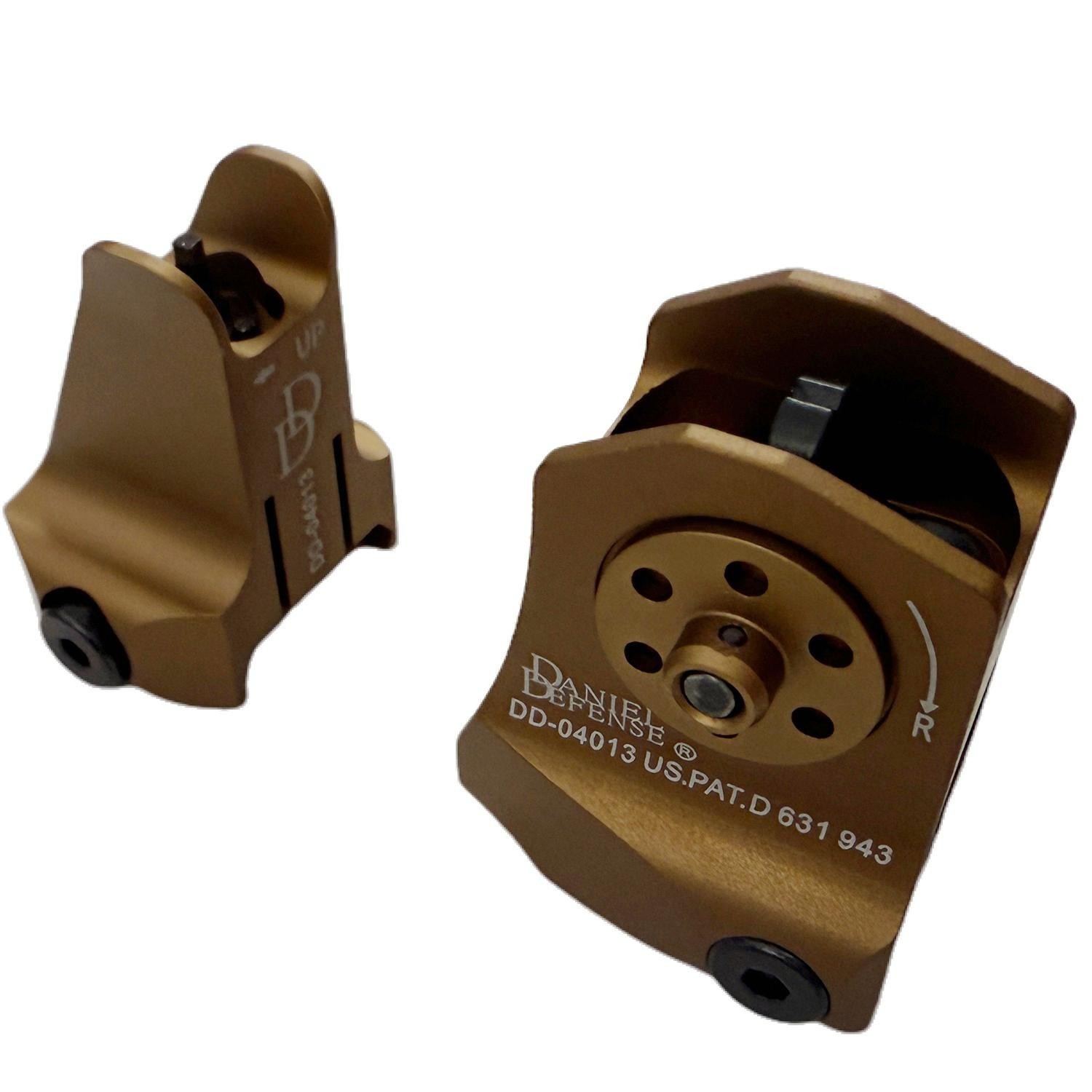 1 Pair Tactical Low Profile Metal Sights Folding Iron Front & Rear Set Brown