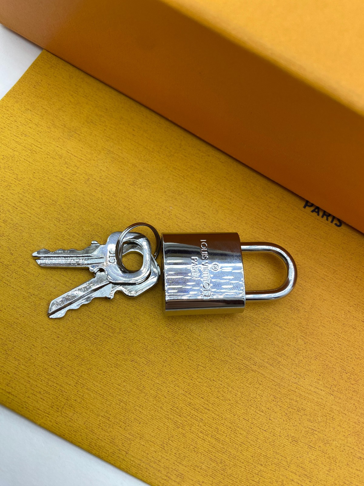 Louis Vuitton PadLock Lock 2 Key Brass Silver Reflective Number 315