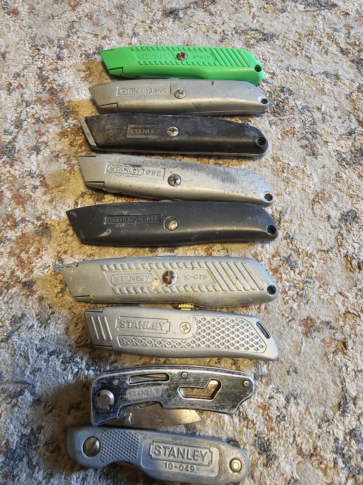 Lot Of 9 Stanley Utility Knives 10-049 99E 10-079 10-099