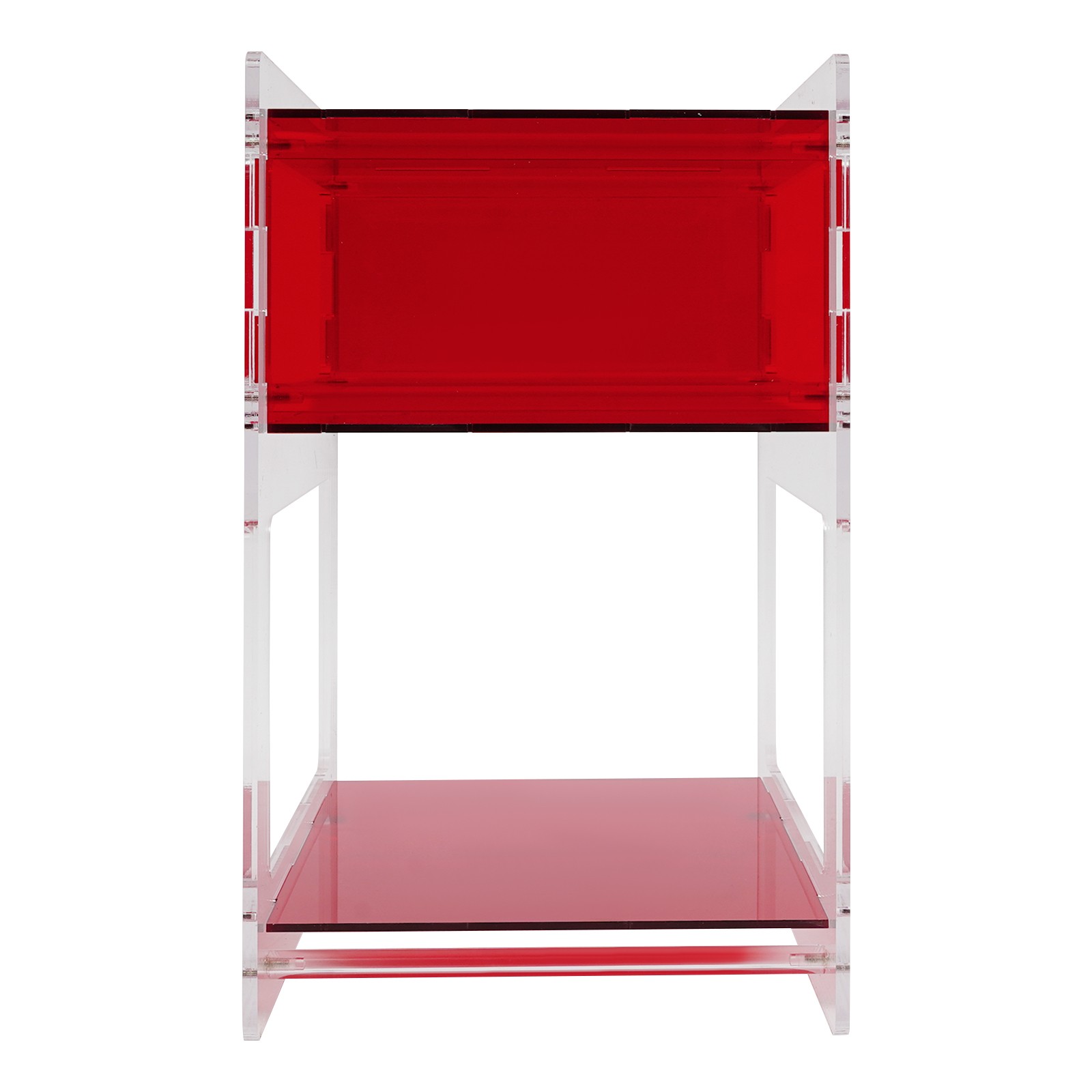 Red Acrylic Side Table, Acrylic Nightstand, Rectangle Storage Shelf