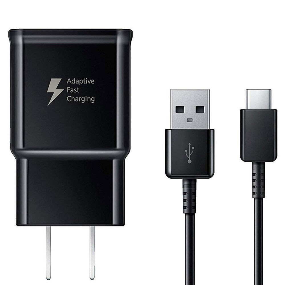 USB Wall Charger & 3FT USB-C Cable for Samsung Galaxy S21 S22 S23 Note20 Black