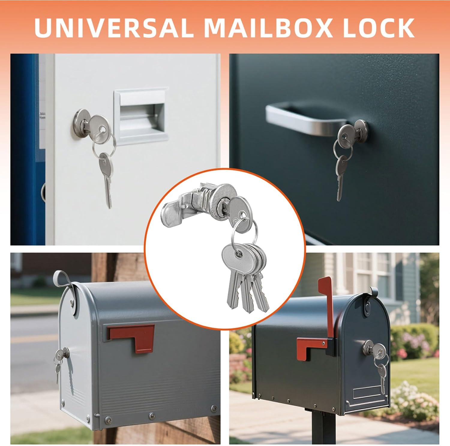 Mailbox Lock Replacement with 4 Keys - Multipurpose Mail Box Locks Compatible...