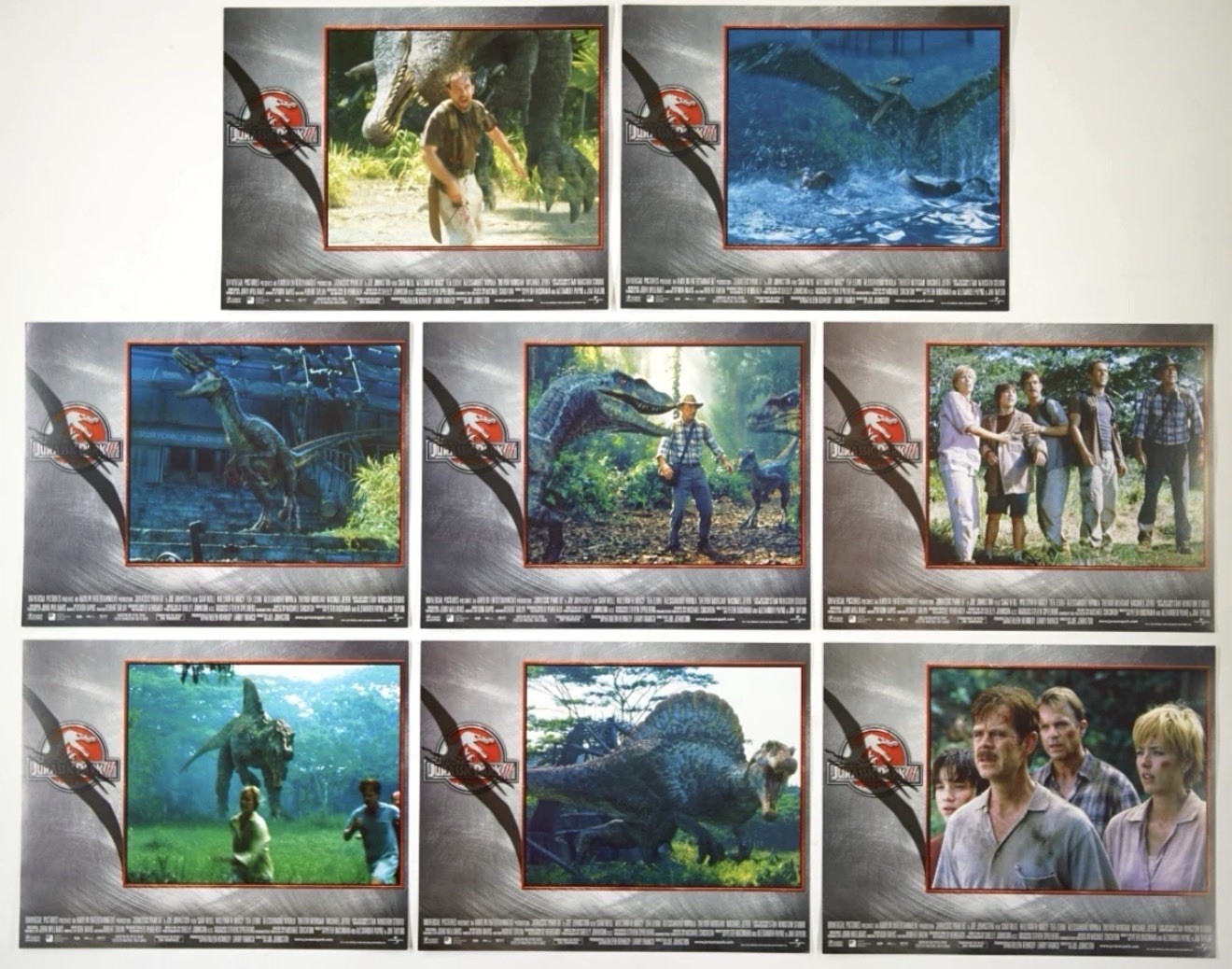 JURASSIC PARK III 3  Original Set of 8  11x14 Movie Lobby Cards 2001 SAM NEILL