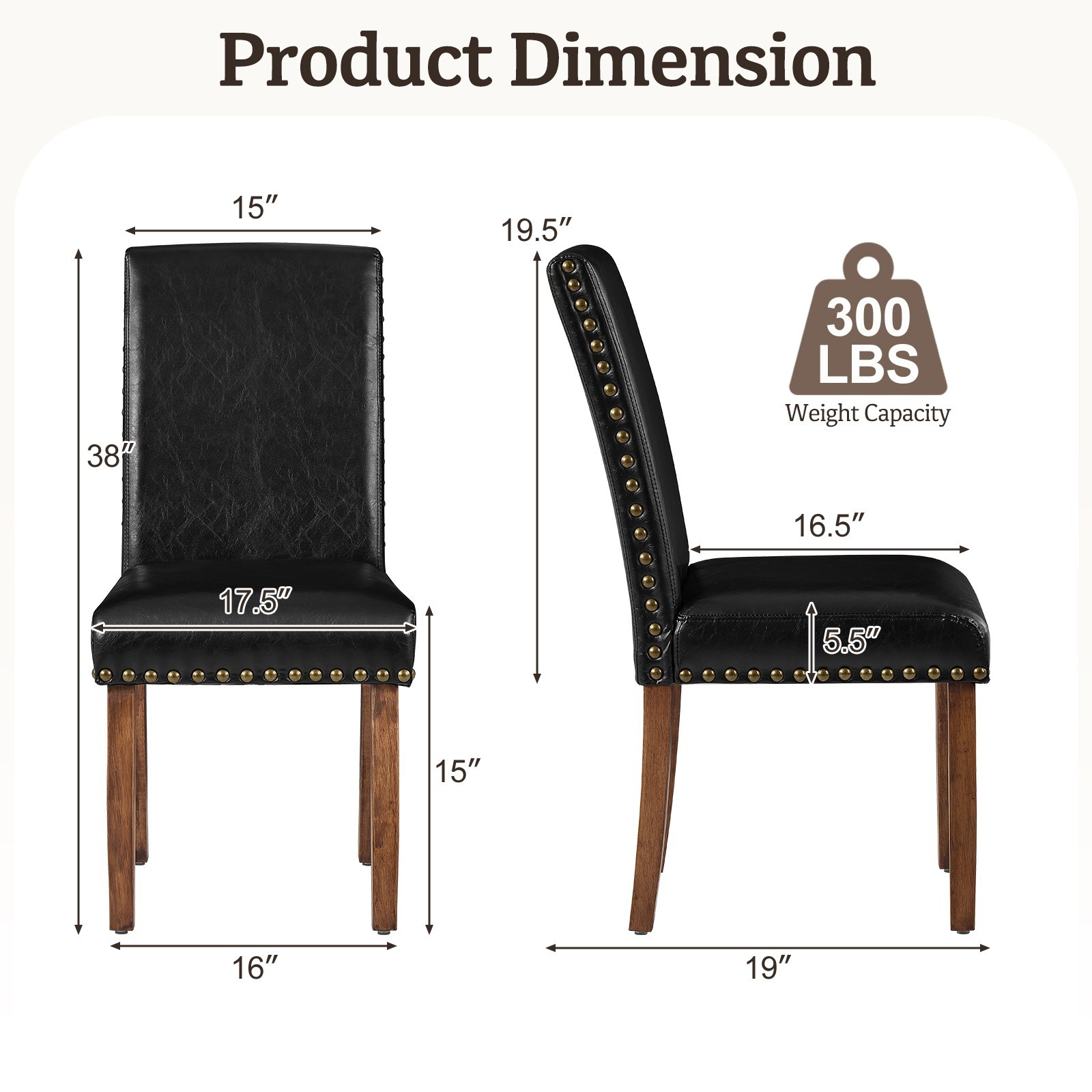 Firmoz Faux Leather Parsons Dining Chairs, Modern Side Chairs W/Solid Wood Legs